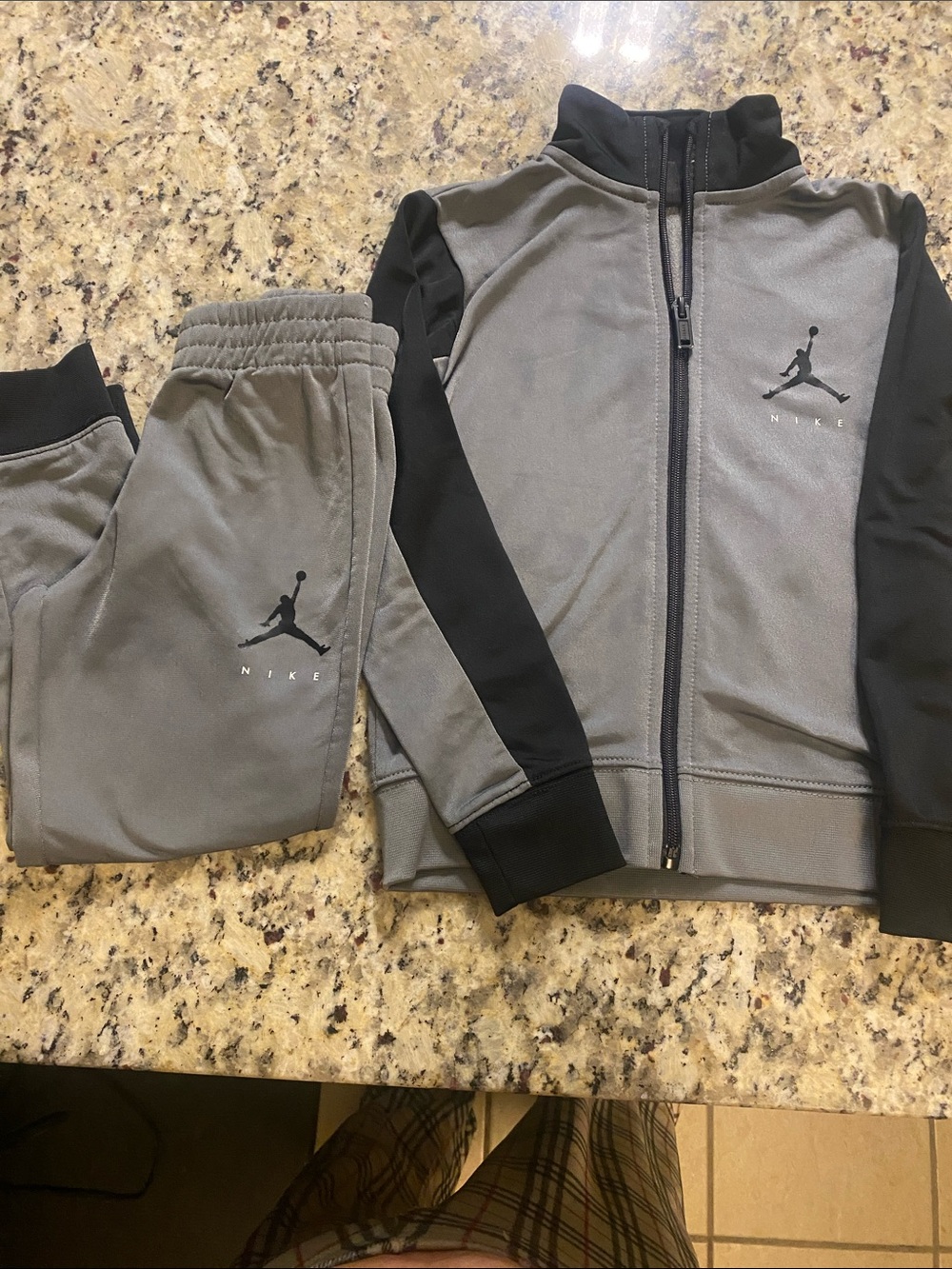 Nike Gray & Black Kids Sweatpants and Jogger Jacket Set
